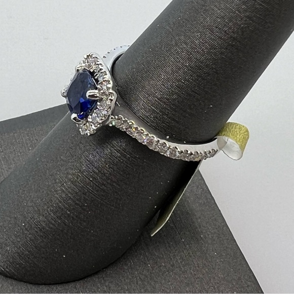 14k White Gold Diamond & Sapphire Ring - Picture 10 of 10